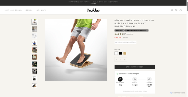 Security scan screenshot of https://trukkastore.com/products/slant-board-original?utm_source=klaviyo&utm_medium=email&utm_campaign=2026-10%20%7C%20P2%20%7C%20S%C3%A4lj%20potentiell%20%7C%20H%C3%A4l%20kn%C3%A4%20vader&_kx=mmq3EMUaiq9XJE8NZ9r_MY1_6_M18LbYwRi_qn-bKb4.VSqW3i