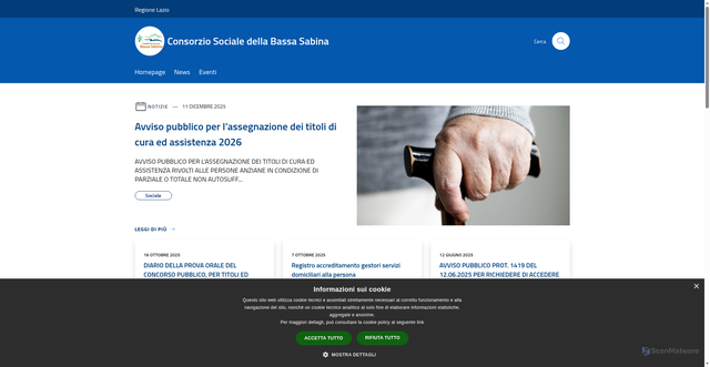 Security scan screenshot of https://www.bassasabinasociale.it/it