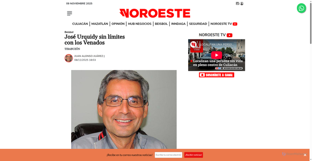 Security scan screenshot of https://www.noroeste.com.mx/deportes/beisbol/jose-urquidy-sin-limites-con-los-venados-FN17382689