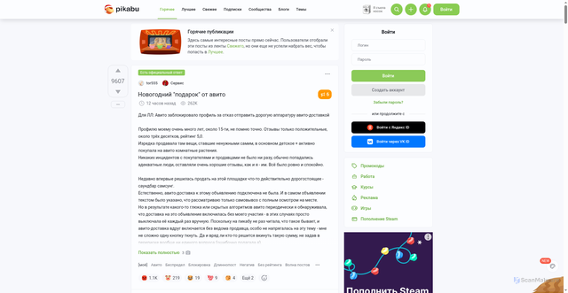 Security scan screenshot of https://cs4.pikabu.ru