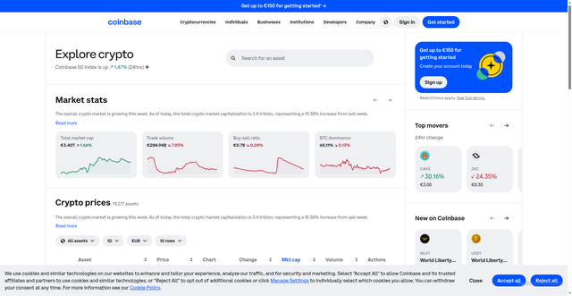 Security scan screenshot of https://www.coinbase.com/explore