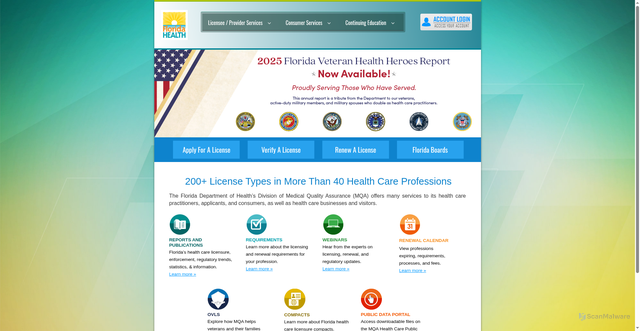Security scan screenshot of https://flhealthsource.gov/