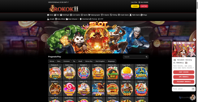 Security scan screenshot of https://rokok11harumnya.xyz/desktop/game/slot/pragmaticplay