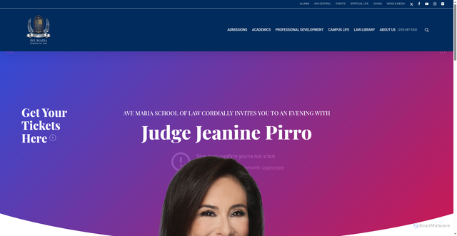 Security scan screenshot of https://www.avemarialaw.edu/pirro/