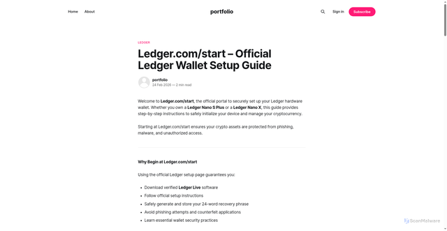 Security scan screenshot of https://begin-connect.ghost.io/start-ledger/