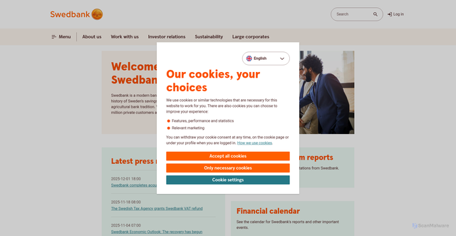 Security scan screenshot of https://swedbank.com/