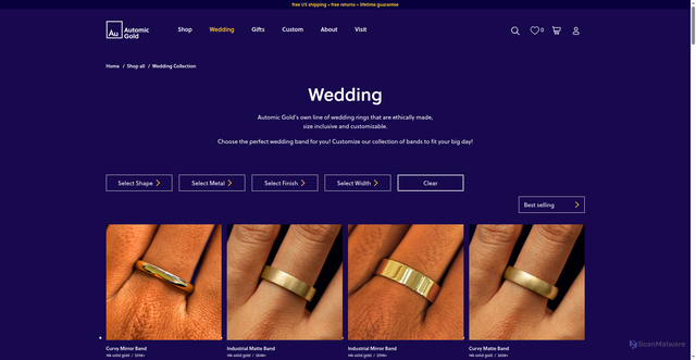 Security scan screenshot of https://automicgold.mom/collections/wedding