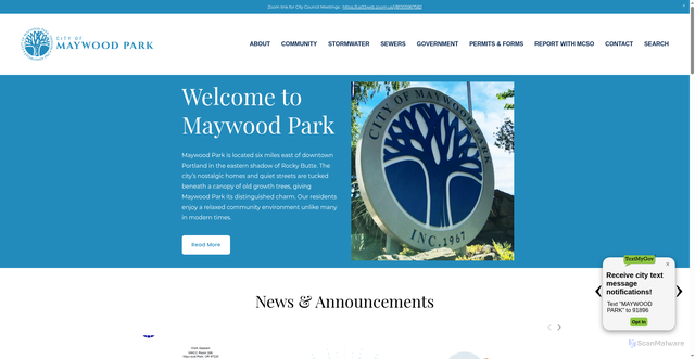 Security scan screenshot of https://cityofmaywoodpark.com/