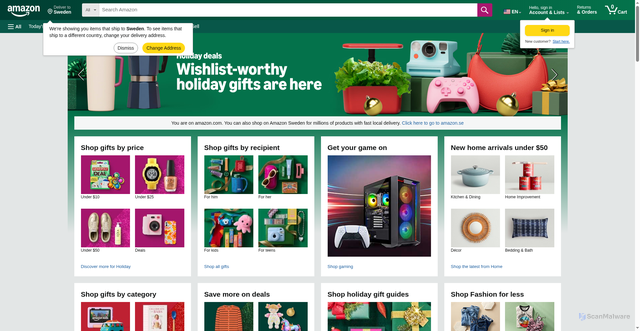 Security scan screenshot of https://www.amazon.com