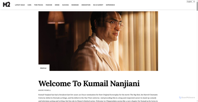 Security scan screenshot of https://m2now.com/welcome-to-kumail-nanjiani/