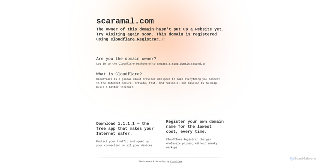 Security scan screenshot of http://scaramal.com/