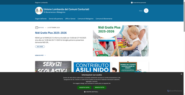 Security scan screenshot of https://www.unionecenturiati.cr.it/it