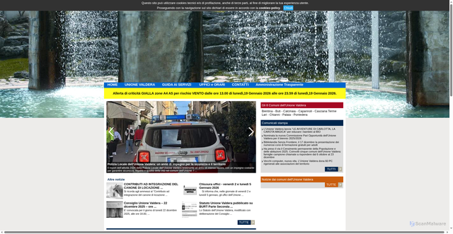 Security scan screenshot of https://www.unione.valdera.pi.it/homepage