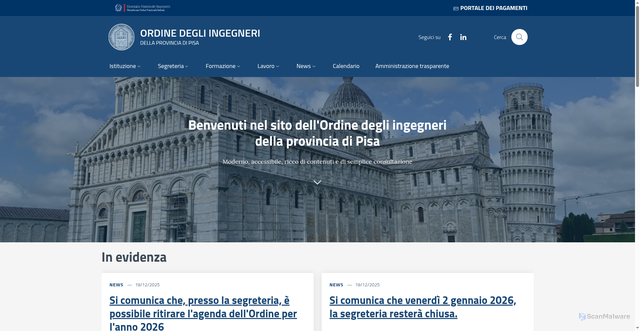 Security scan screenshot of https://www.ordineingegneripisa.it/