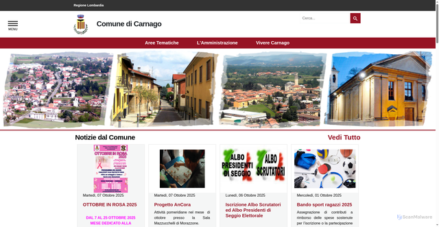 Security scan screenshot of https://www.comune.carnago.va.it/