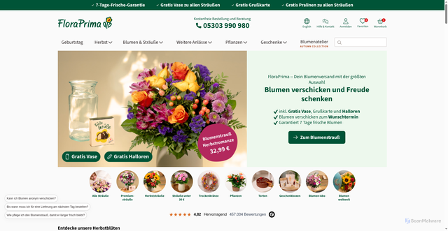 Security scan screenshot of https://www.floraprima.de