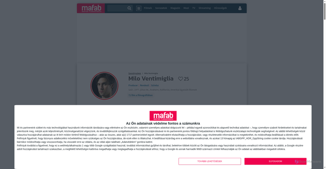 Security scan screenshot of https://www.mafab.hu/people/milo-ventimiglia-273624.html