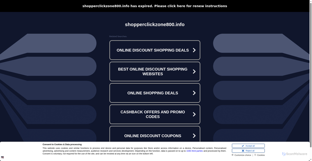 Security scan screenshot of https://www.shopperclickzone800.info