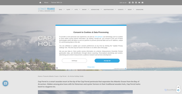 Security scan screenshot of https://www.ultimatefrance.com/atlantic-coast/cap-ferret