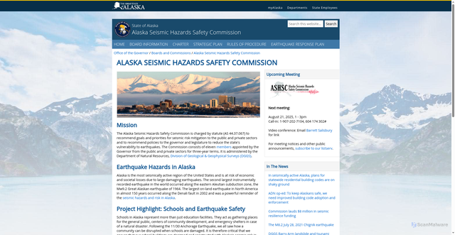 Security scan screenshot of https://seismic.alaska.gov/