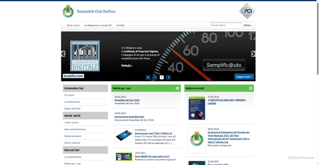 Security scan screenshot of https://www.avellino.aci.it