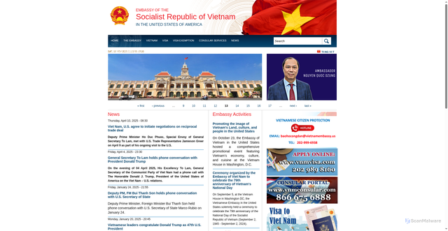 Security scan screenshot of https://vietnamembassy-usa.org/