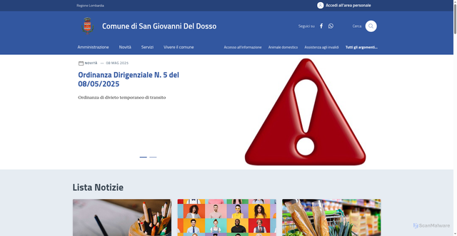 Security scan screenshot of https://comune.sangiovannideldosso.mn.it/