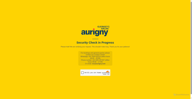 Security scan screenshot of https://www.aurigny.com