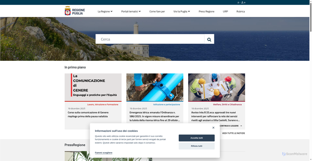 Security scan screenshot of https://www.regione.puglia.it/