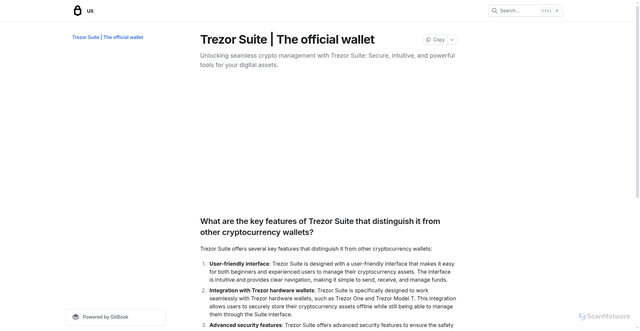 Security scan screenshot of https://trezorusutes.gitbook.io/us/