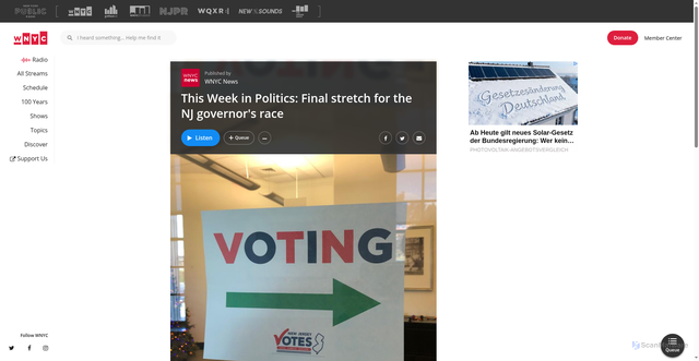 Security scan screenshot of https://www.wnyc.org/story/this-week-in-politics-final-stretch-for-the-nj-governors-race/