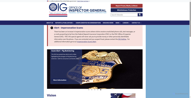 Security scan screenshot of https://fdicoig.gov/