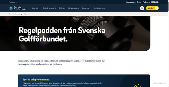 Security scan screenshot of https://golf.se/regler-handicap/regelpodden?utm_source=newsletter&utm_medium=email&utm_campaign=Golfa_Augusti_2026&dt_id=fcd58f97-538d-4232-8bec-ce92f0c0cceb