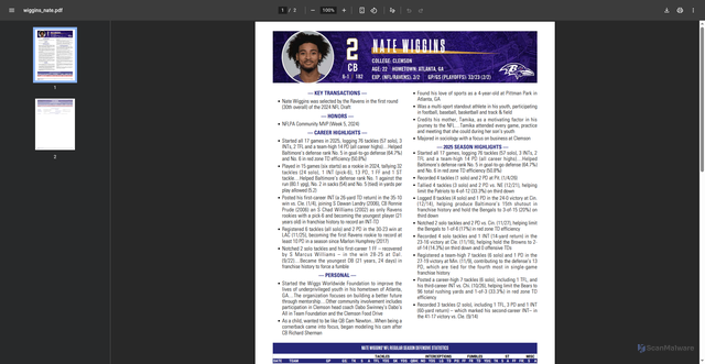 Security scan screenshot of http://ftp.ravenspr.com/bio_updates_player/wiggins_nate.pdf