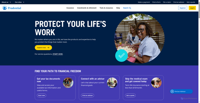 Security scan screenshot of https://www.prudential.com