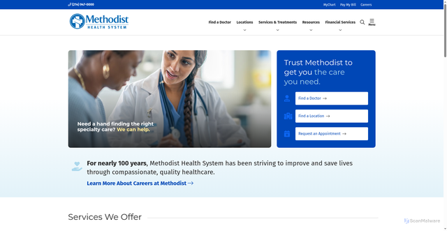 Security scan screenshot of https://www.methodisthealthsystem.org/