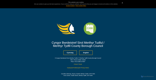 Security scan screenshot of https://www.merthyr.gov.uk/