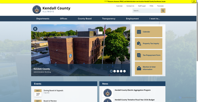 Security scan screenshot of https://www.kendallcountyil.gov/