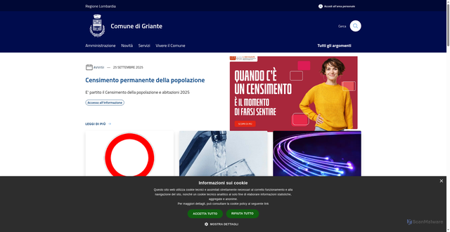 Security scan screenshot of https://www.comune.griante.co.it/it