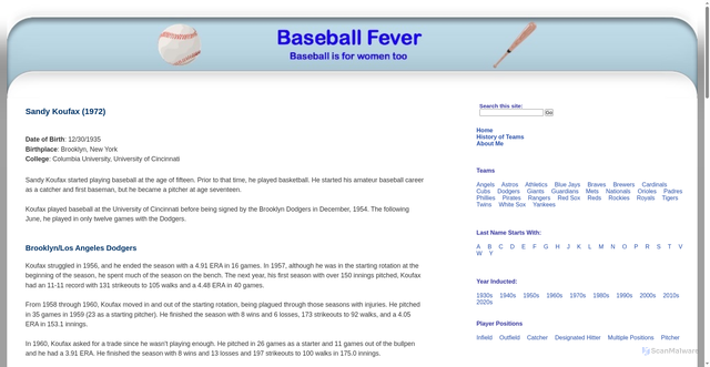 Security scan screenshot of https://cjrtools.org/baseball/hall-of-fame/players/sandy-koufax.html
