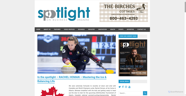 Security scan screenshot of https://spotlightonbusinessmagazine.com/in-the-spotlight-rachel-homan-mastering-the-ice-balancing-life/