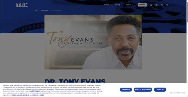 Security scan screenshot of https://www.tbn.org/programs/dr-tony-evans