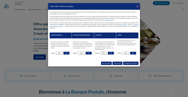 Security scan screenshot of https://labanquepostale.fr
