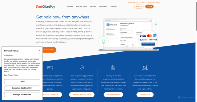 Security scan screenshot of https://clientpay.com