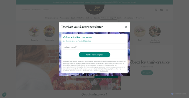 Security scan screenshot of https://interflora.fr