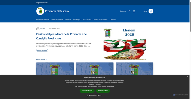 Security scan screenshot of https://www.provincia.pescara.it