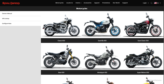 Security scan screenshot of https://www.royalenfield.com/us/en/motorcycles/