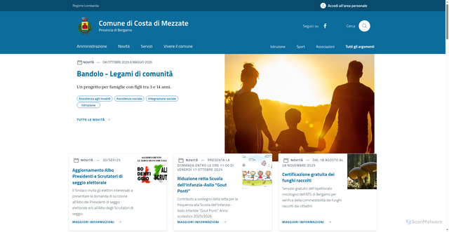 Security scan screenshot of https://www.comune.costadimezzate.bg.it/home/index.html