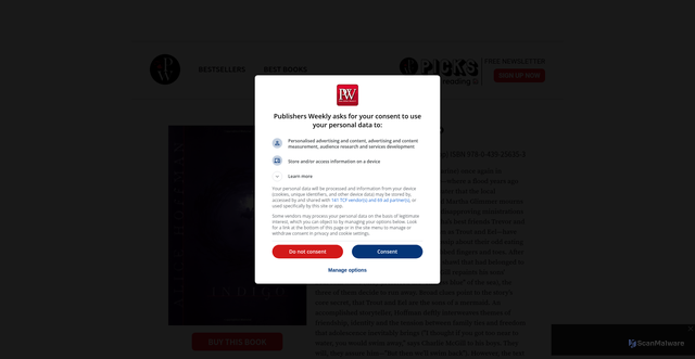 Security scan screenshot of http://www.publishersweekly.com/9780439256353