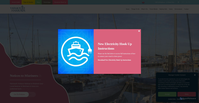 Security scan screenshot of http://www.yarmouth-harbour.co.uk/